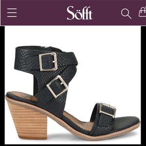 Sofft Marlyn Black Snakeskin Sandals